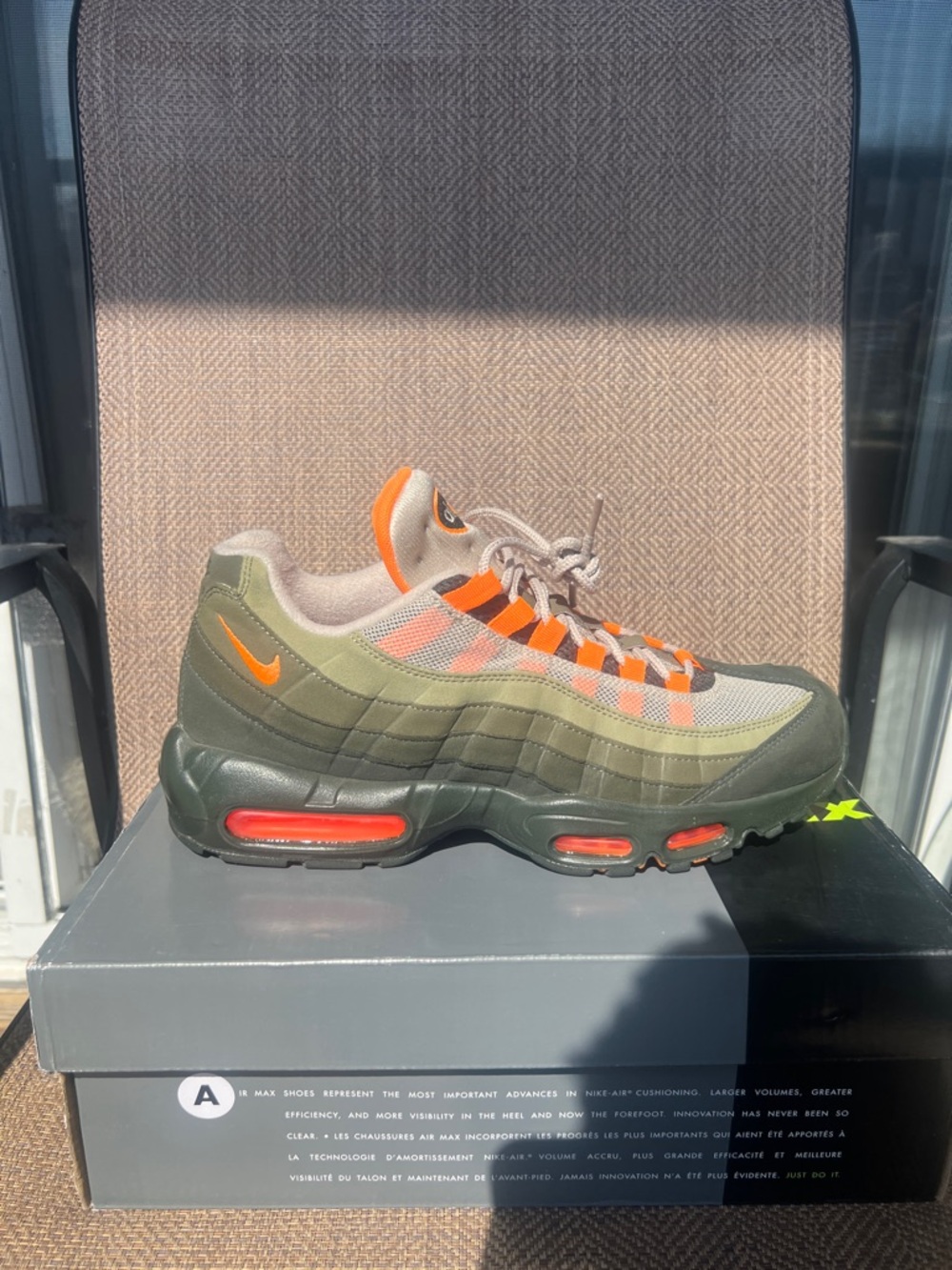 Nike Air Max 95 Total Orange and Olive Sneakers